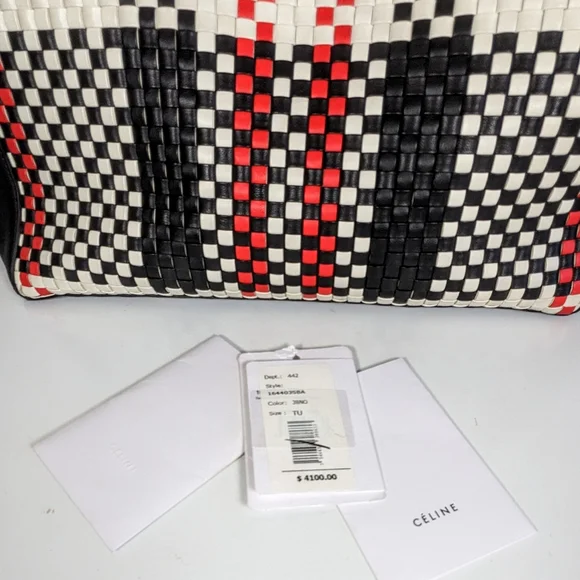 Rare Céline Woven leather tote large Firm - Picture 13 of 16